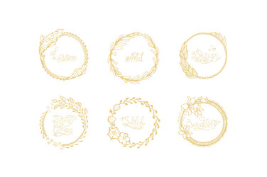 Gold h letter floral hand drawn logo design Vector Image