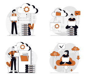 cloud computing concept set in flat design for web vector image