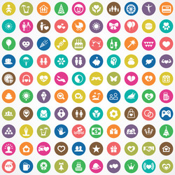 Happiness 100 icons universal set for web and ui vector