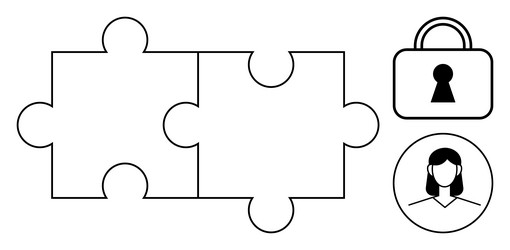 puzzle pieces connecting with lock and user icon vector image