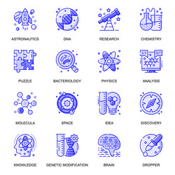 science web flat line icons set pack outline vector