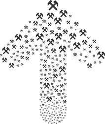 upwards pointer arrow figure with hammers vector image