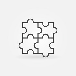 4 puzzle pieces linear concept icon vector