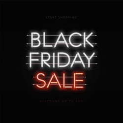 black friday sale neon banner poster sign dark Vector Image