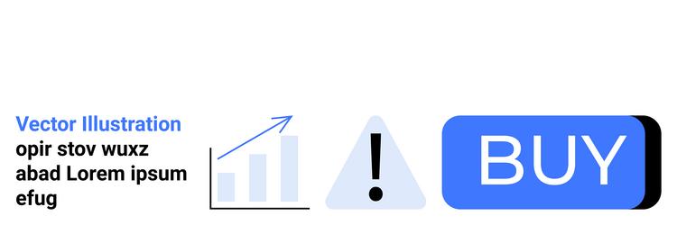 graph arrow exclamation mark and buy button vector image