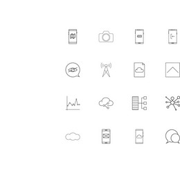 network and database simple linear icons set vector image