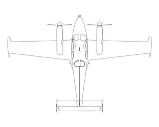 outline of an airplane with a propeller from vector image