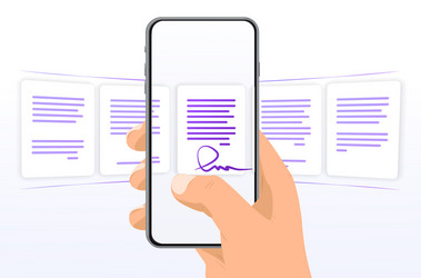 phone in hand with files scroll select vector image