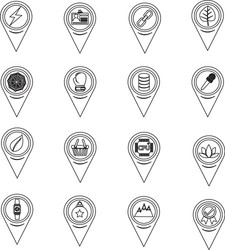 set of map pointer icons for website vector image