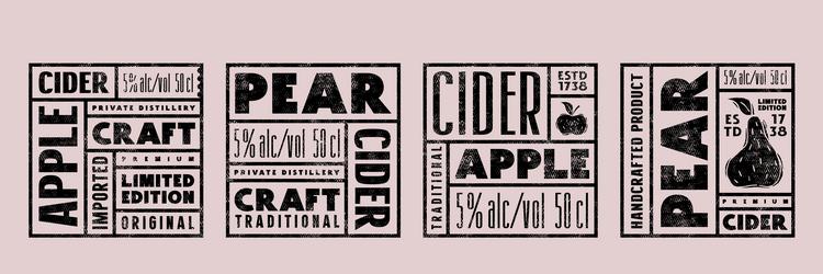 set of template square label for apple and pear vector image