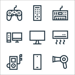 Electronics line icons linear set quality vector