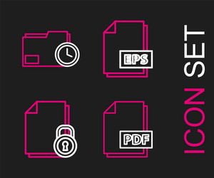 set line pdf file document and lock eps vector image