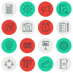 set of 16 project management icons includes vector image