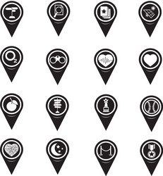 set of map pointer icons for website vector image