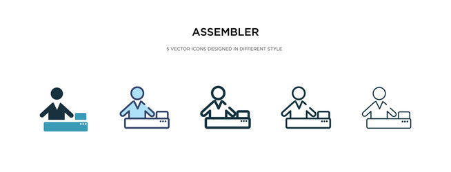 assembler icon in different style two colored vector image