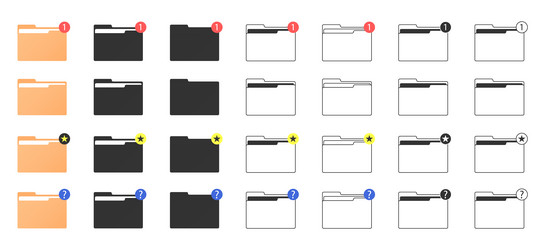 computer folders in flat style a large set vector image