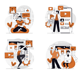 content manager concept set in flat design for web vector image