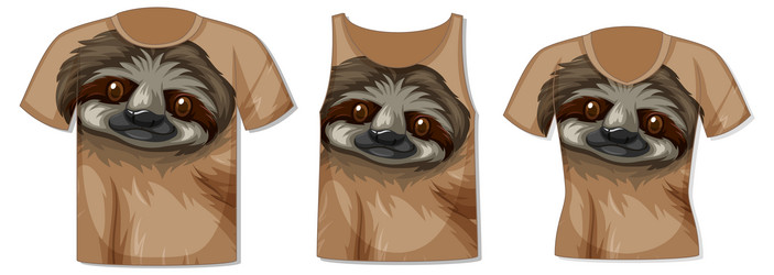 different types of tops with sloth pattern vector image