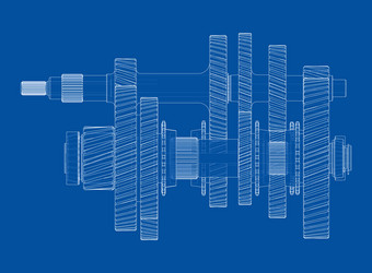 gearbox sketch rendering of 3d vector image