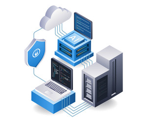 computer technology cloud server artificial vector image