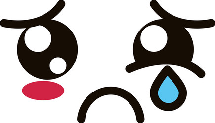 kawaii cute face expression eyes and mouth crying vector