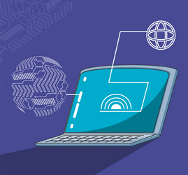 laptop computer with browser and fingerprint vector image