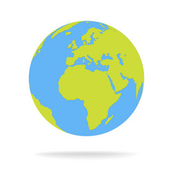 Green and blue cartoon world map globe vector