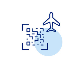 qr code with airplane contactless flight check-in vector image