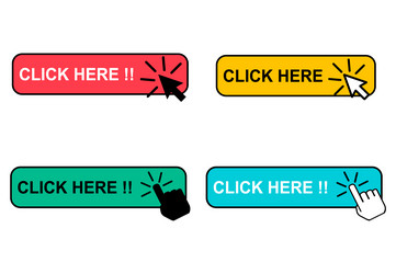 set of click here web button internet flat vector image