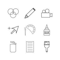 design elements linear icon set simple outline vector image