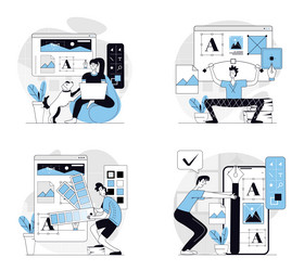 designer studio concept set in flat design for web vector image