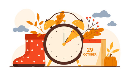 Premium Vector  Daylight saving time ends concept the hand of the