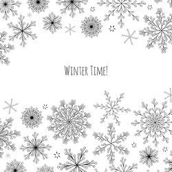 Hand Drawn Christmas Banner with Snowflakes Vector Image