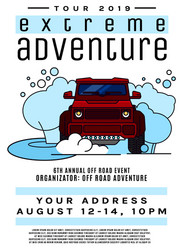 Retro car travel poster Royalty Free Vector Image