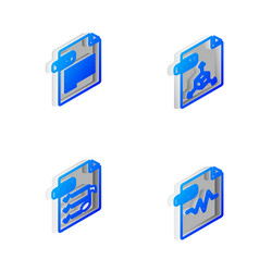 set isometric line obj file document txt m3u vector image