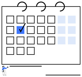 calendar with highlighted date and tiny character vector image