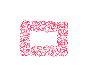 Cherry line pattern rectangular frame ornament vector
