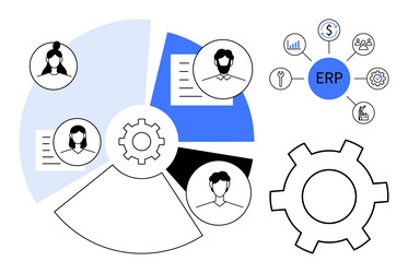 conceptual erp system integration with user vector image