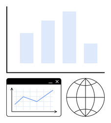 global business analytics with bar graph line vector image