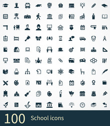 School 100 icons universal set for web and ui vector