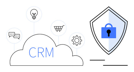 cloud-based crm system highlighting security vector image