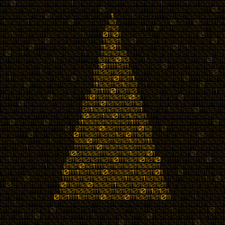 Digital christmas tree with binary code vector