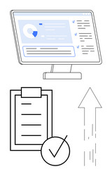 digital dashboard with checklist and upward arrow vector image