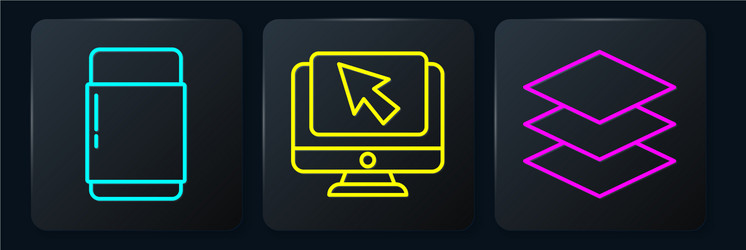 set line eraser or rubber layers and computer vector image