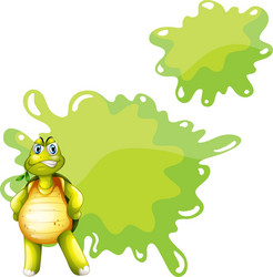 an angry turtle with empty template at the back vector image