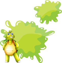 An angry turtle with empty template at the back vector