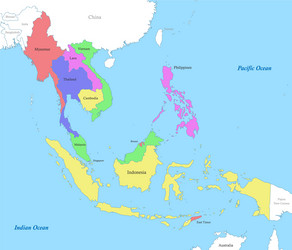 map of southeast asia with borders the states vector