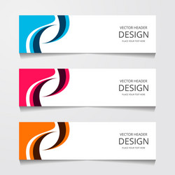 set horizontal web banner with three different vector image