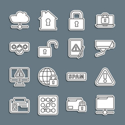 set line ftp folder exclamation mark in triangle vector image