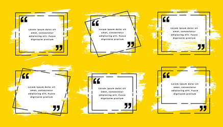 set of inverted quotation mark box with brush vector image